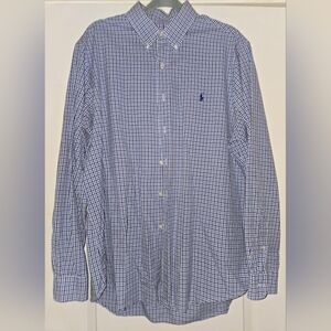 Ralph Lauren Men's Blue Checkered Button Down Shirt Size XL
